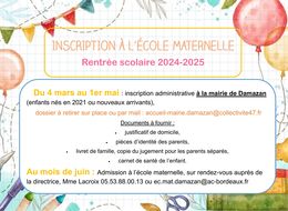 INSCRIPTION ÉCOLE MATERNELLE - 2024-2025